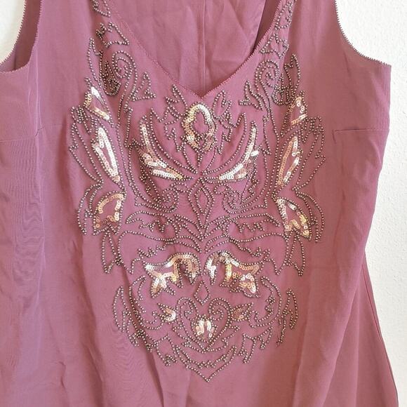 Peruvian Connection Maroon Sleeveless Silk Beads Y2K Romantic Fairycore Top Sz 8 - Picture 3 of 10